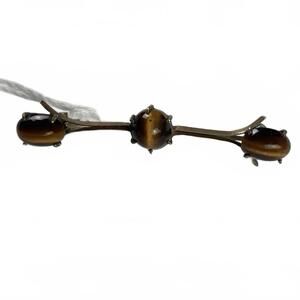 Goldtone Tiger’s eye Bar Brooch